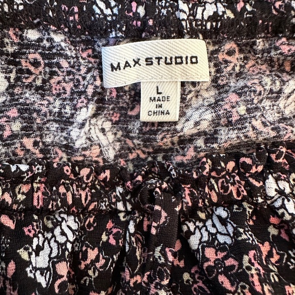 *MAX STUDIO* Pink x Black Floral Short Sleeve Dress Size Large - Picture 6 of 7